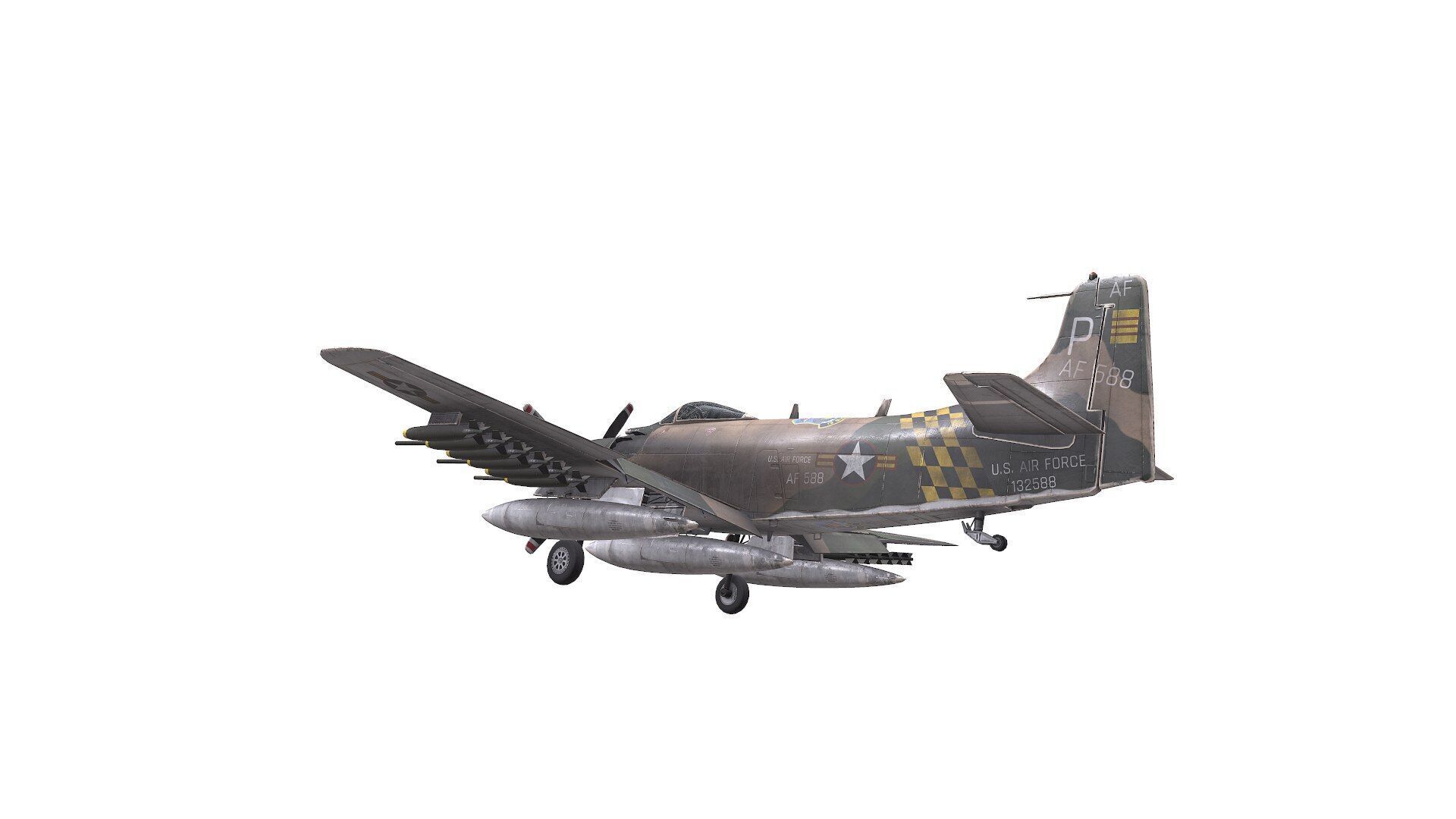 Douglas A-1 Skyraider Low-poly PBR Low-poly 3D model_7