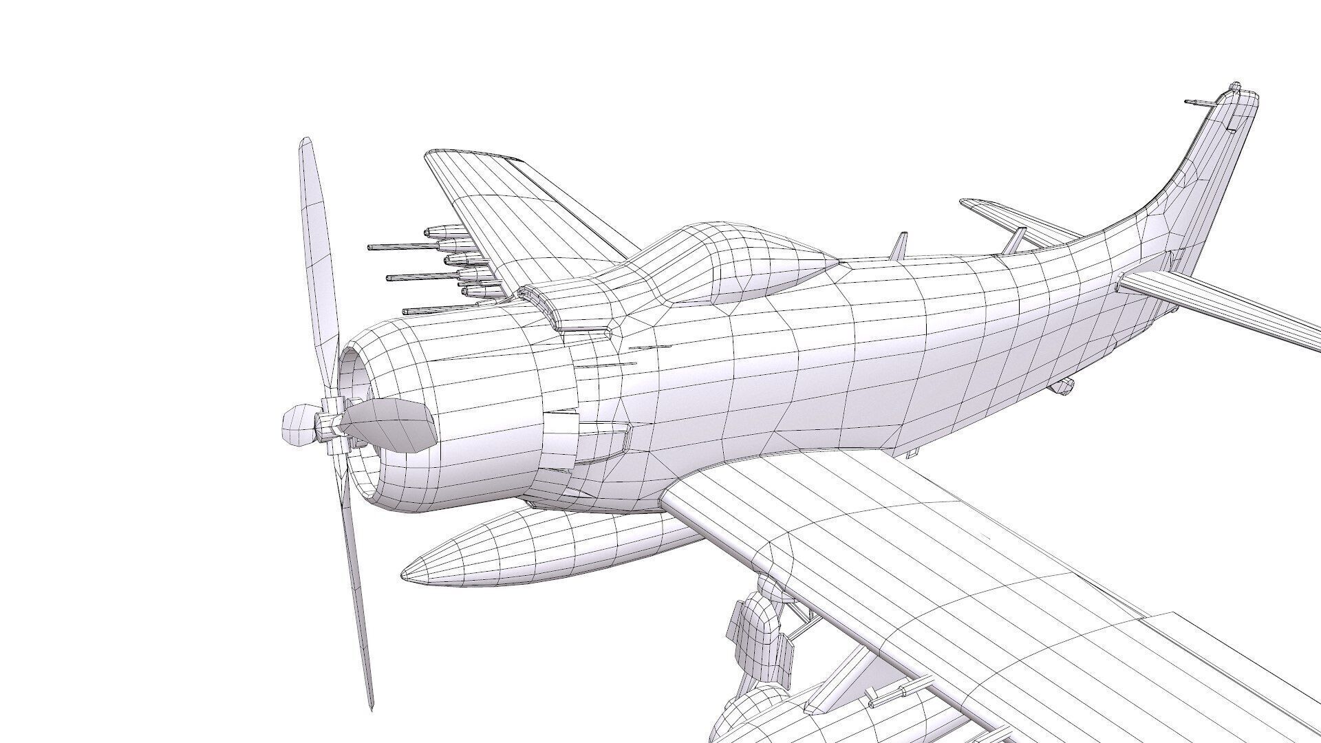 Douglas A-1 Skyraider Low-poly PBR Low-poly 3D model_31