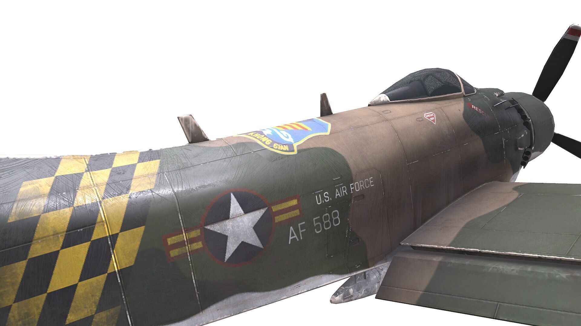 Douglas A-1 Skyraider Low-poly PBR Low-poly 3D model_22