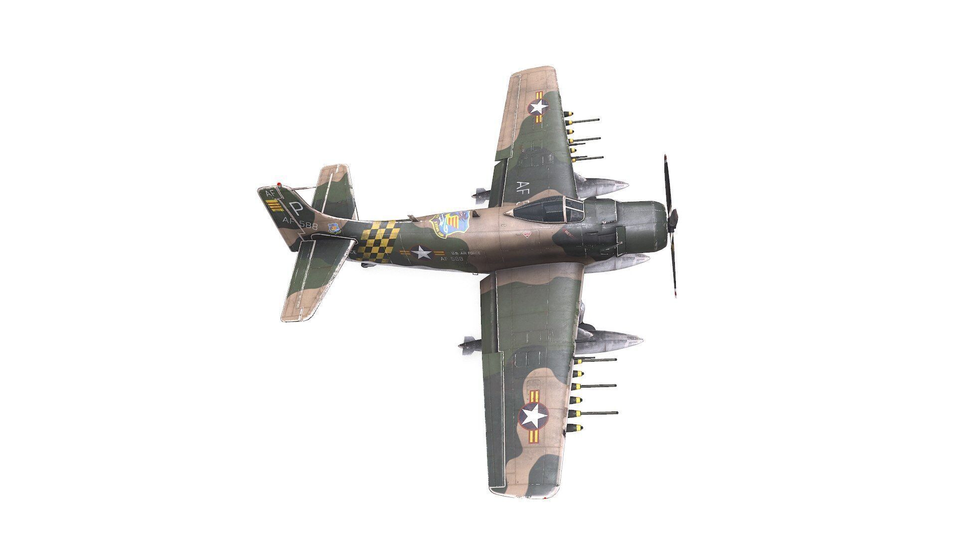 Douglas A-1 Skyraider Low-poly PBR Low-poly 3D model_13