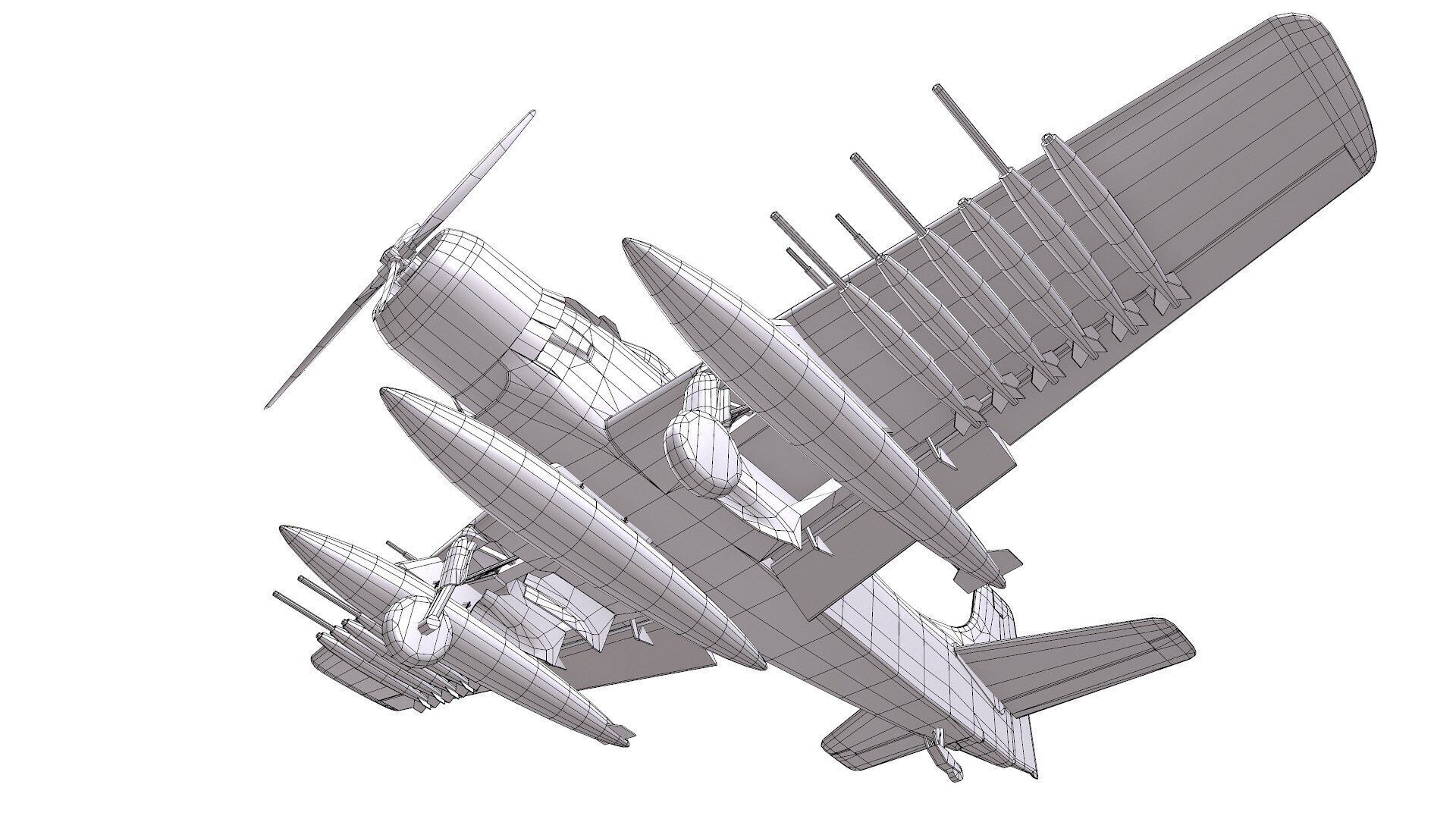 Douglas A-1 Skyraider Low-poly PBR Low-poly 3D model_32