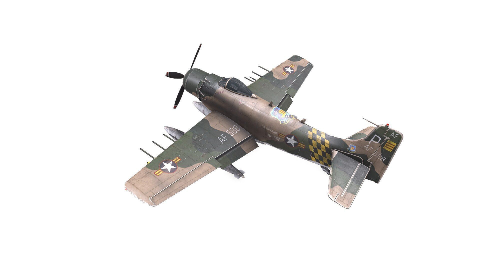 Douglas A-1 Skyraider Low-poly PBR Low-poly 3D model_6