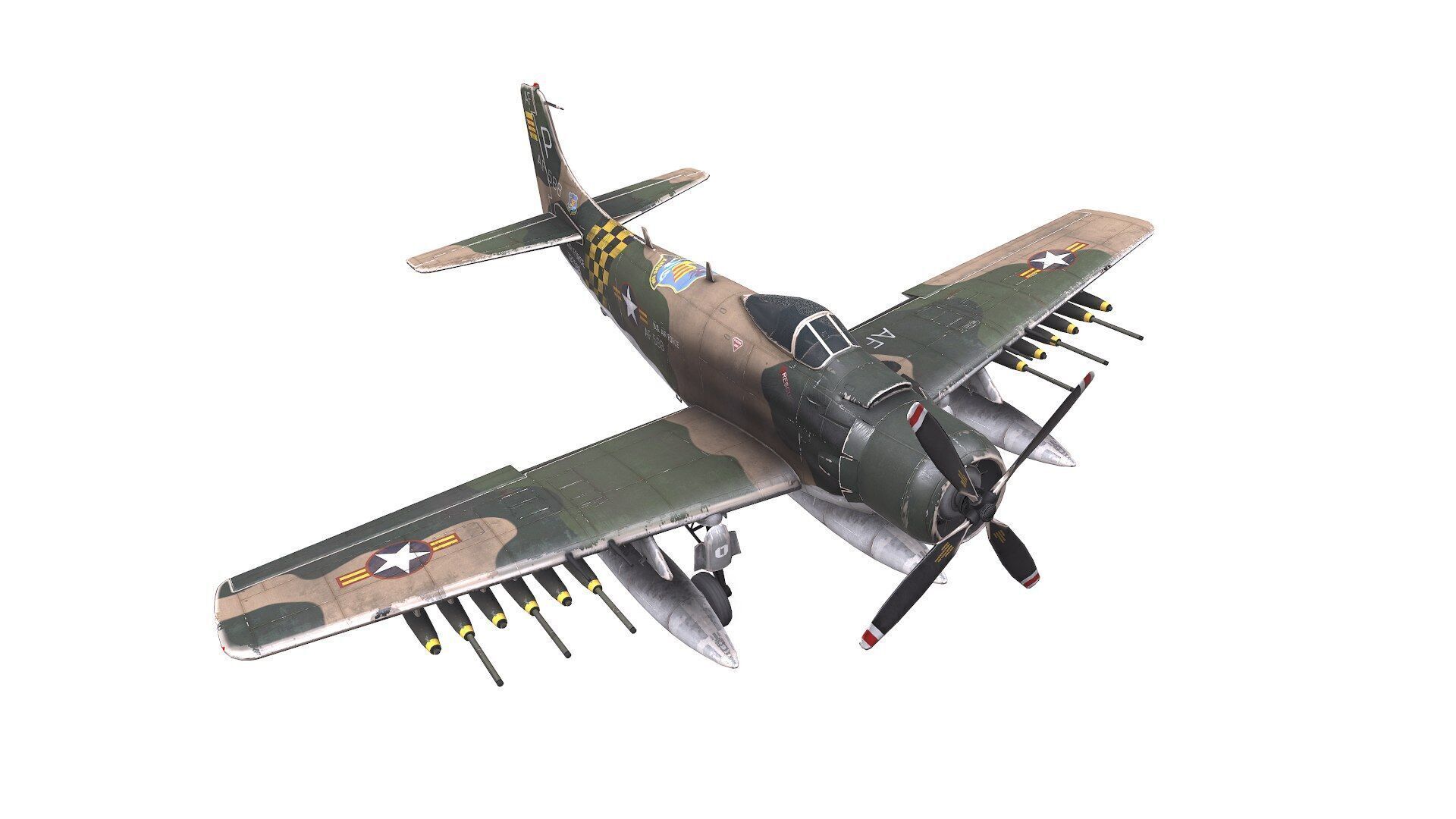 Douglas A-1 Skyraider Low-poly PBR Low-poly 3D model_15