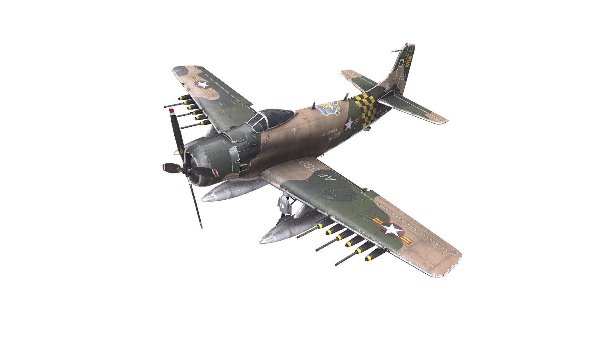 Douglas A-1 Skyraider Low-poly PBR Low-poly 3D model_3