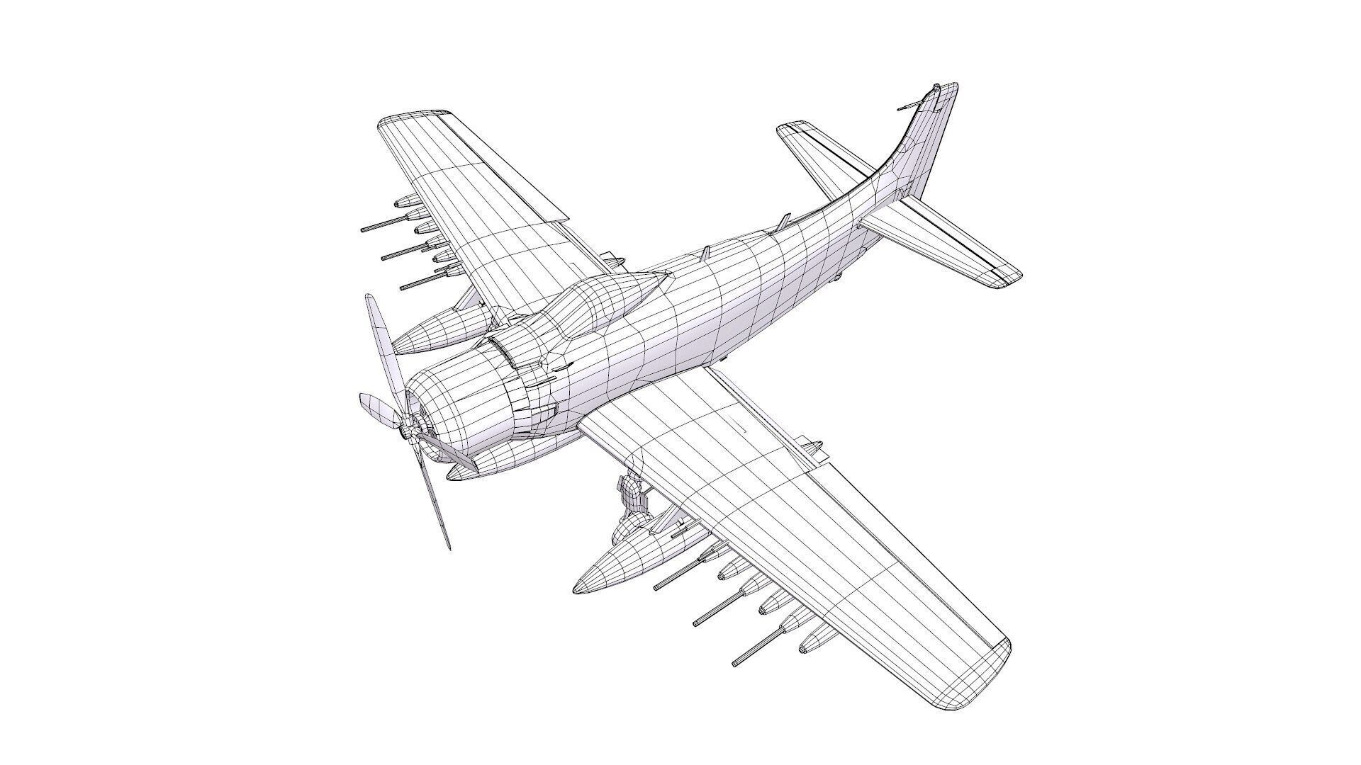Douglas A-1 Skyraider Low-poly PBR Low-poly 3D model_2