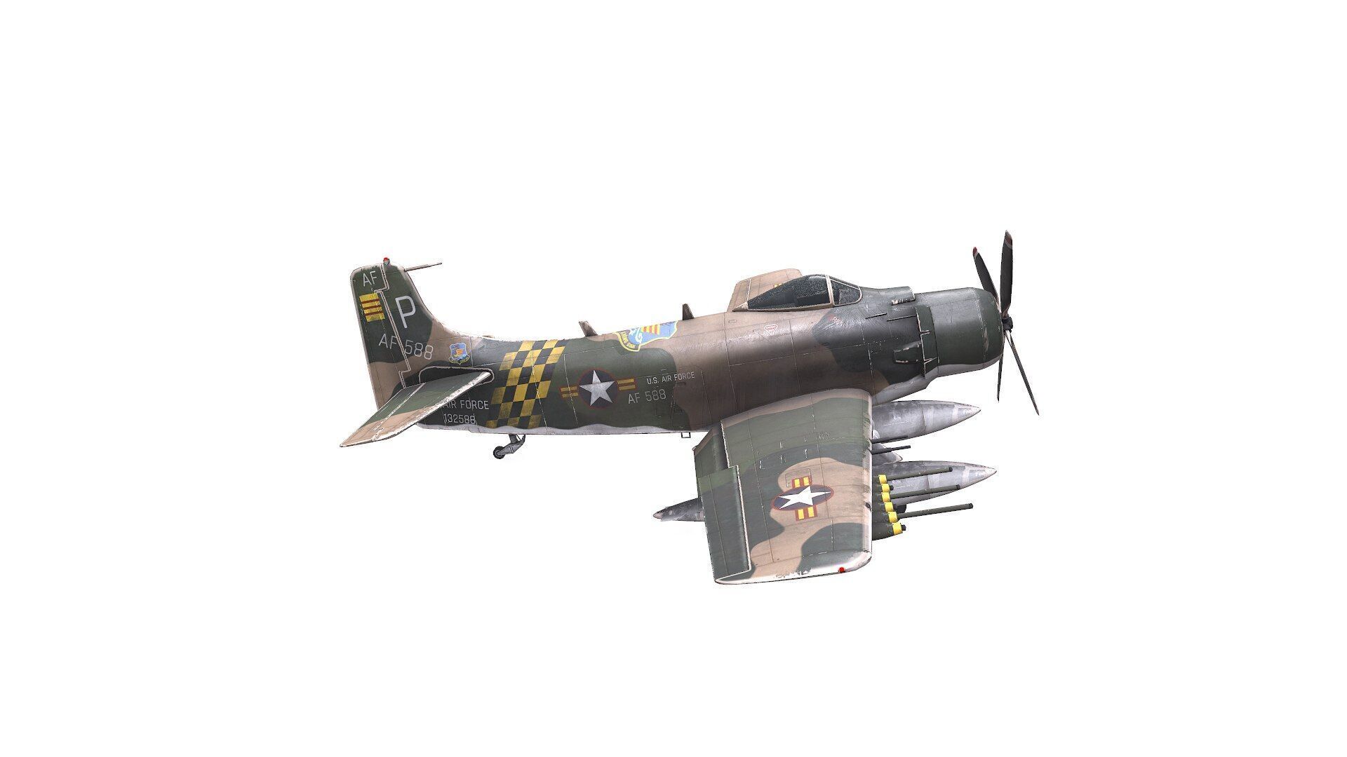 Douglas A-1 Skyraider Low-poly PBR Low-poly 3D model_12