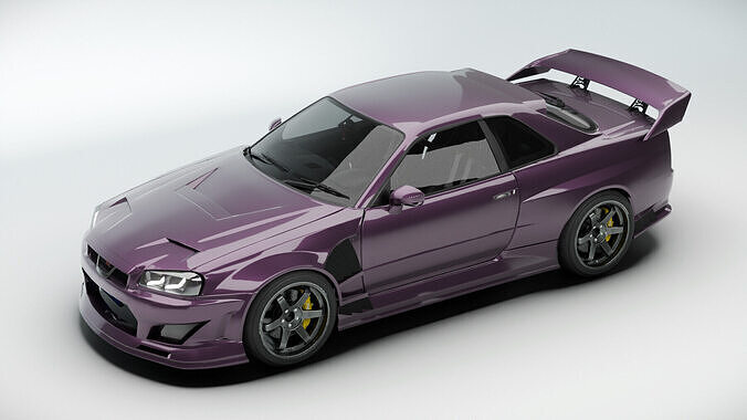 Nissan R34 Tuned  Rigged  Game-Ready 3D Model Low-poly 3D model