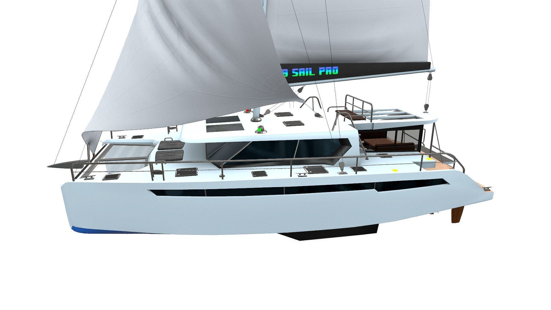 Catamaran Low-Poly PBR Low-poly 3D model_2