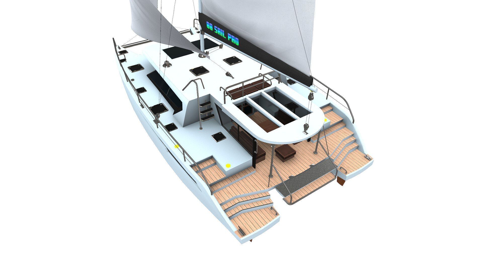 Catamaran Low-Poly PBR Low-poly 3D model_4