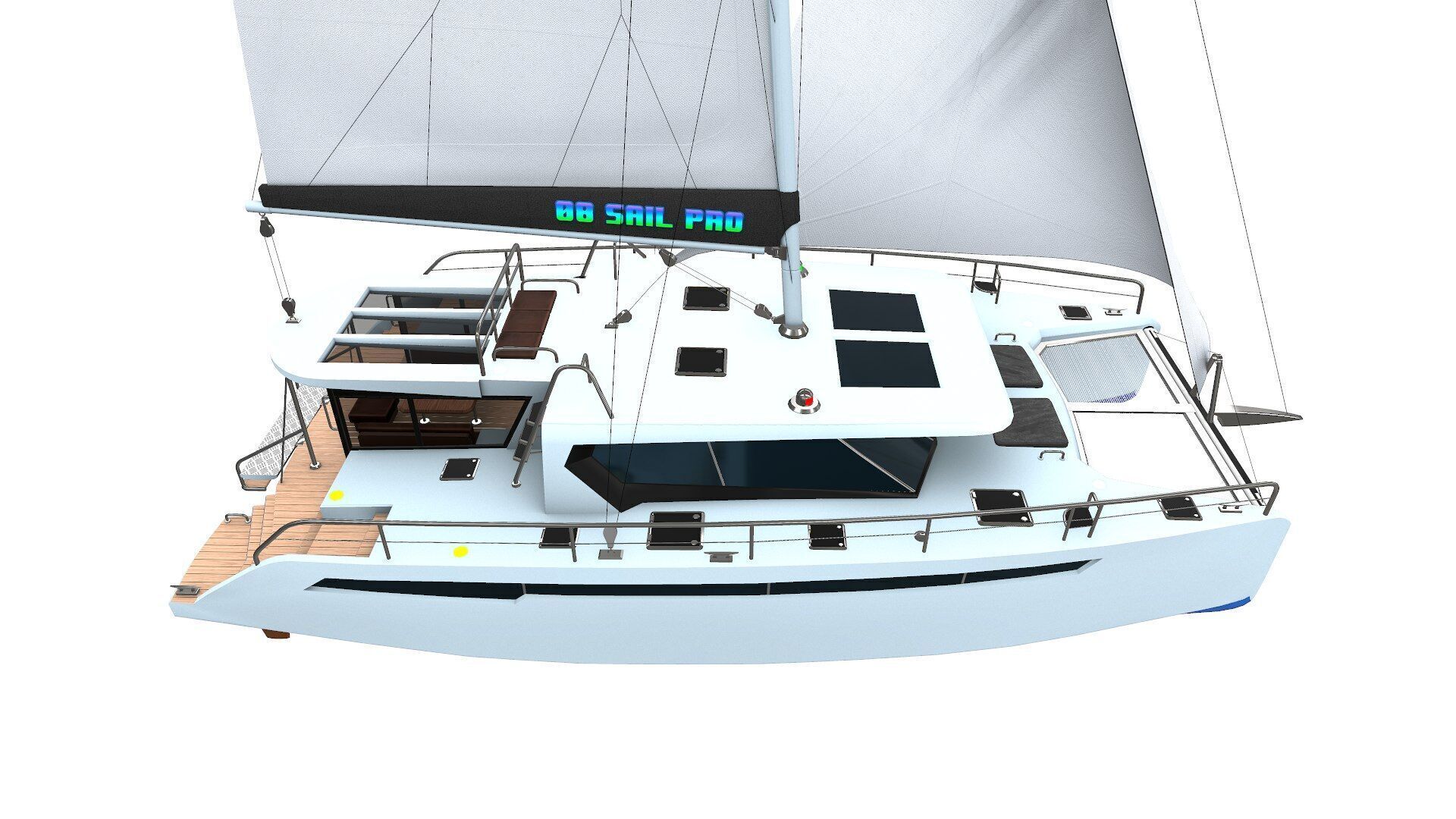 Catamaran Low-Poly PBR Low-poly 3D model_11
