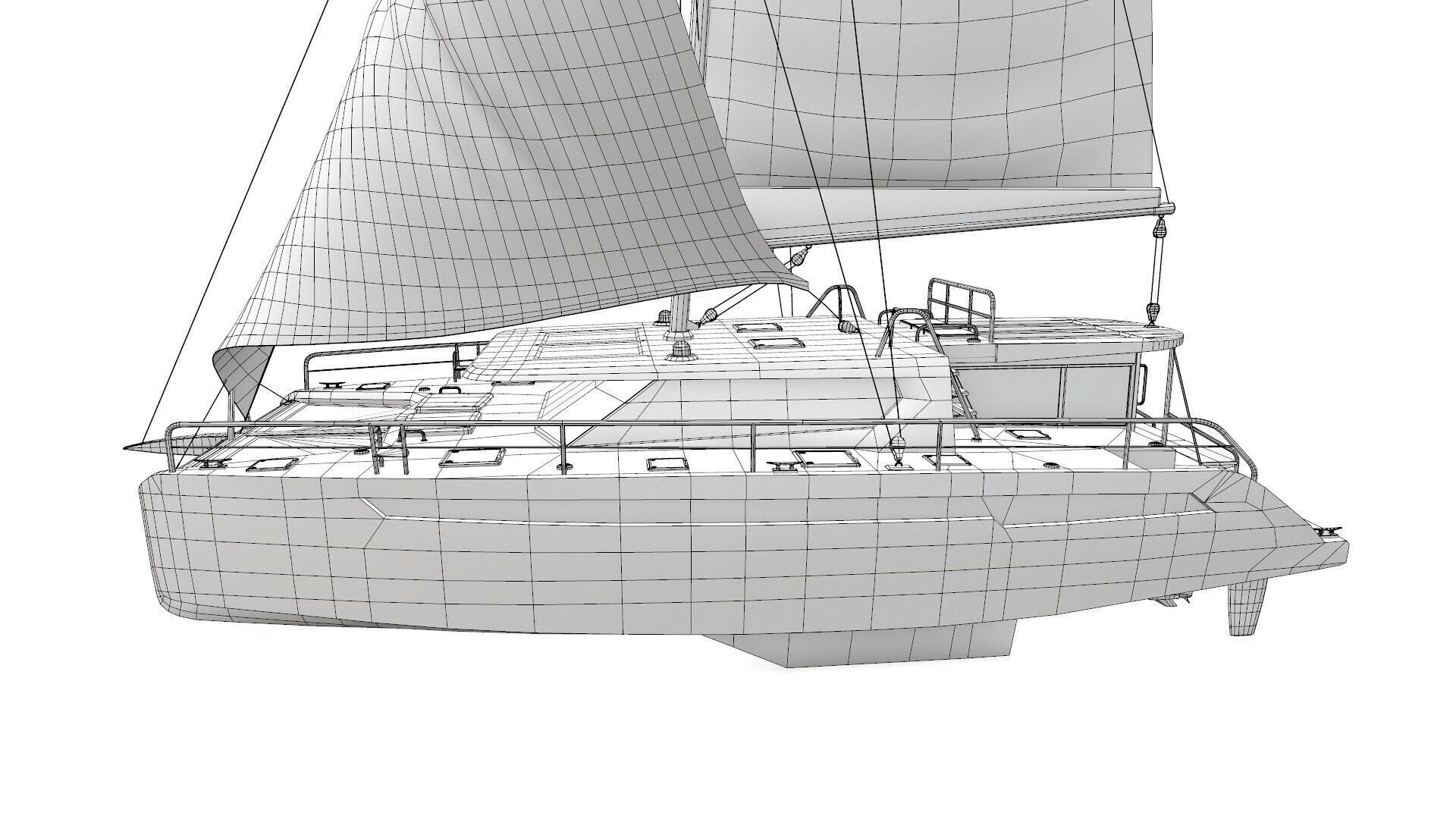 Catamaran Low-Poly PBR Low-poly 3D model_29