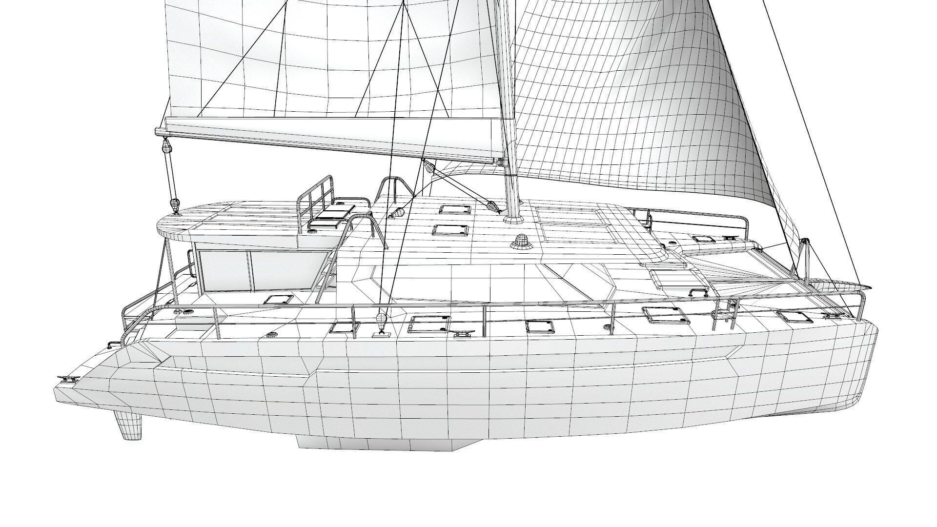 Catamaran Low-Poly PBR Low-poly 3D model_32