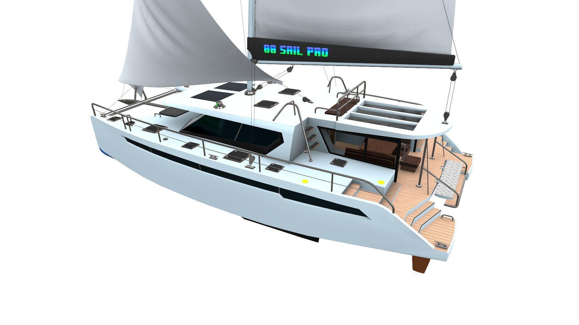Catamaran Low-Poly PBR Low-poly 3D model_3