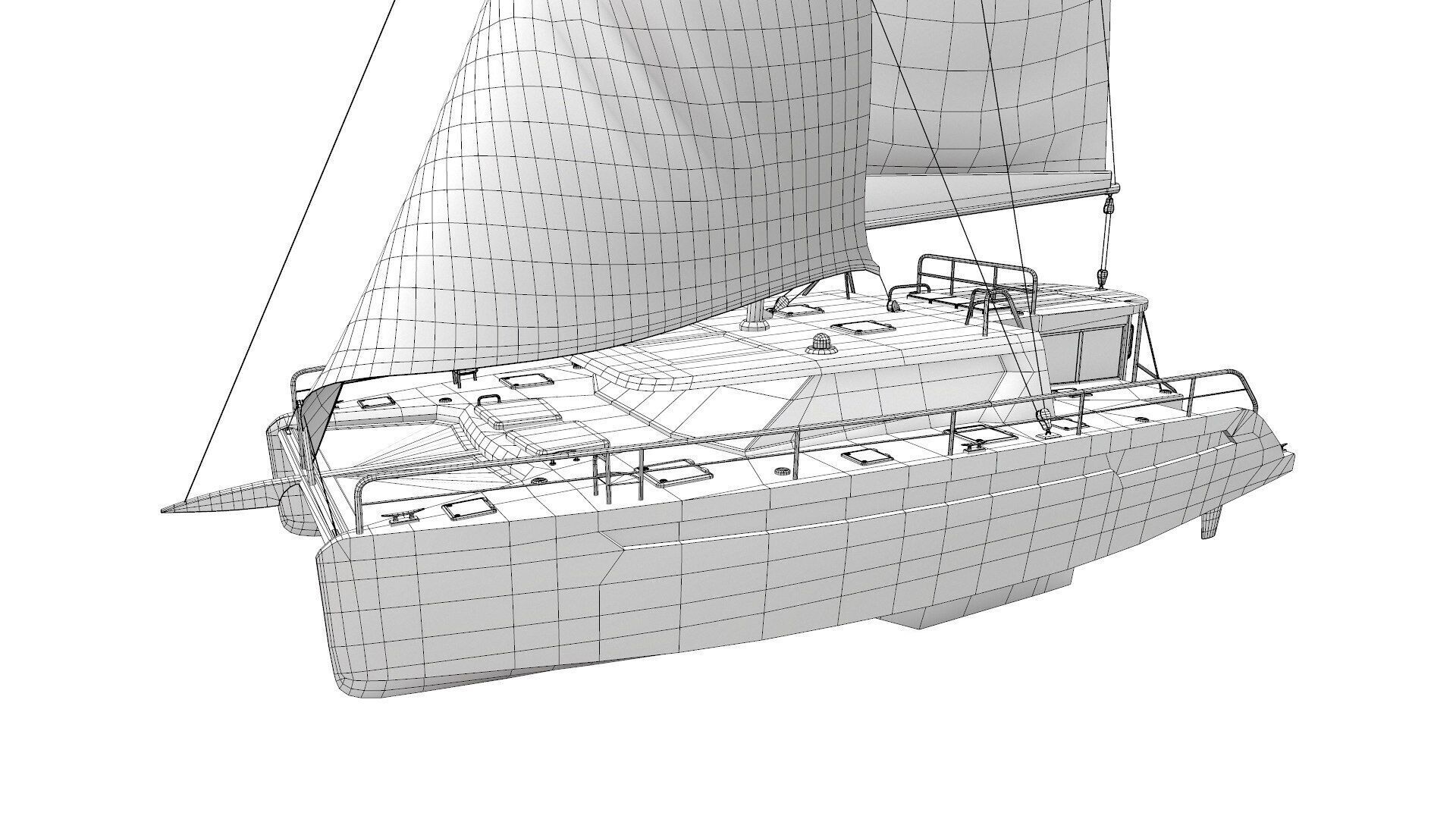 Catamaran Low-Poly PBR Low-poly 3D model_5