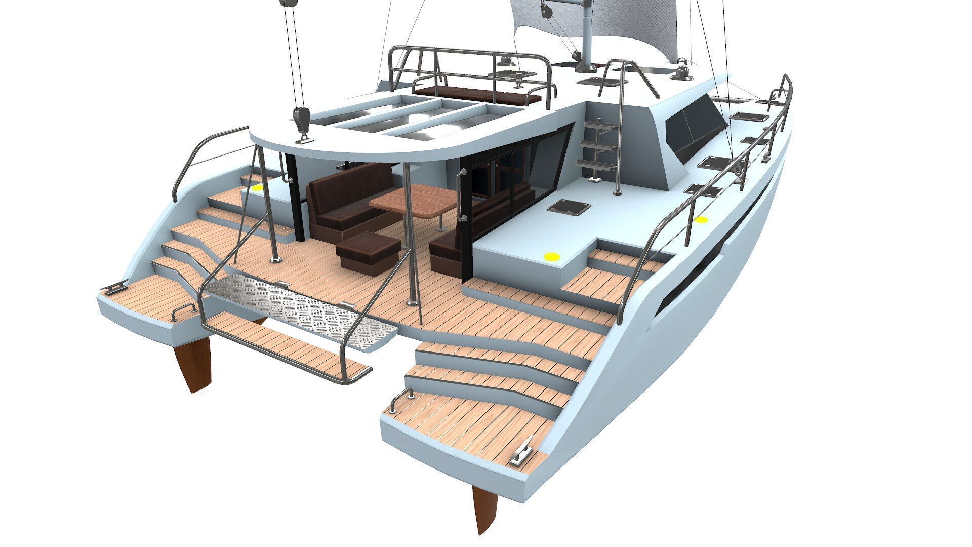 Catamaran Low-Poly PBR Low-poly 3D model_9