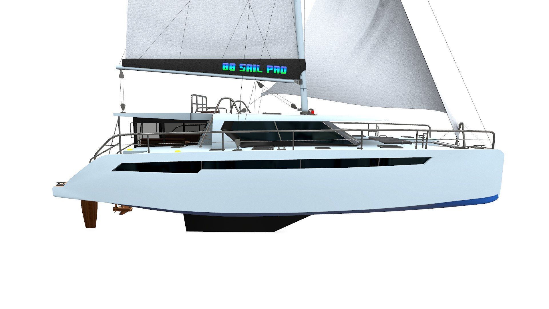Catamaran Low-Poly PBR Low-poly 3D model_10