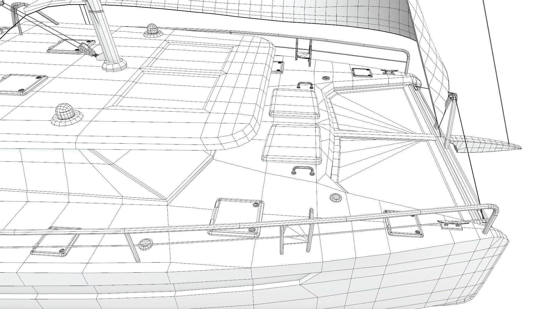 Catamaran Low-Poly PBR Low-poly 3D model_33