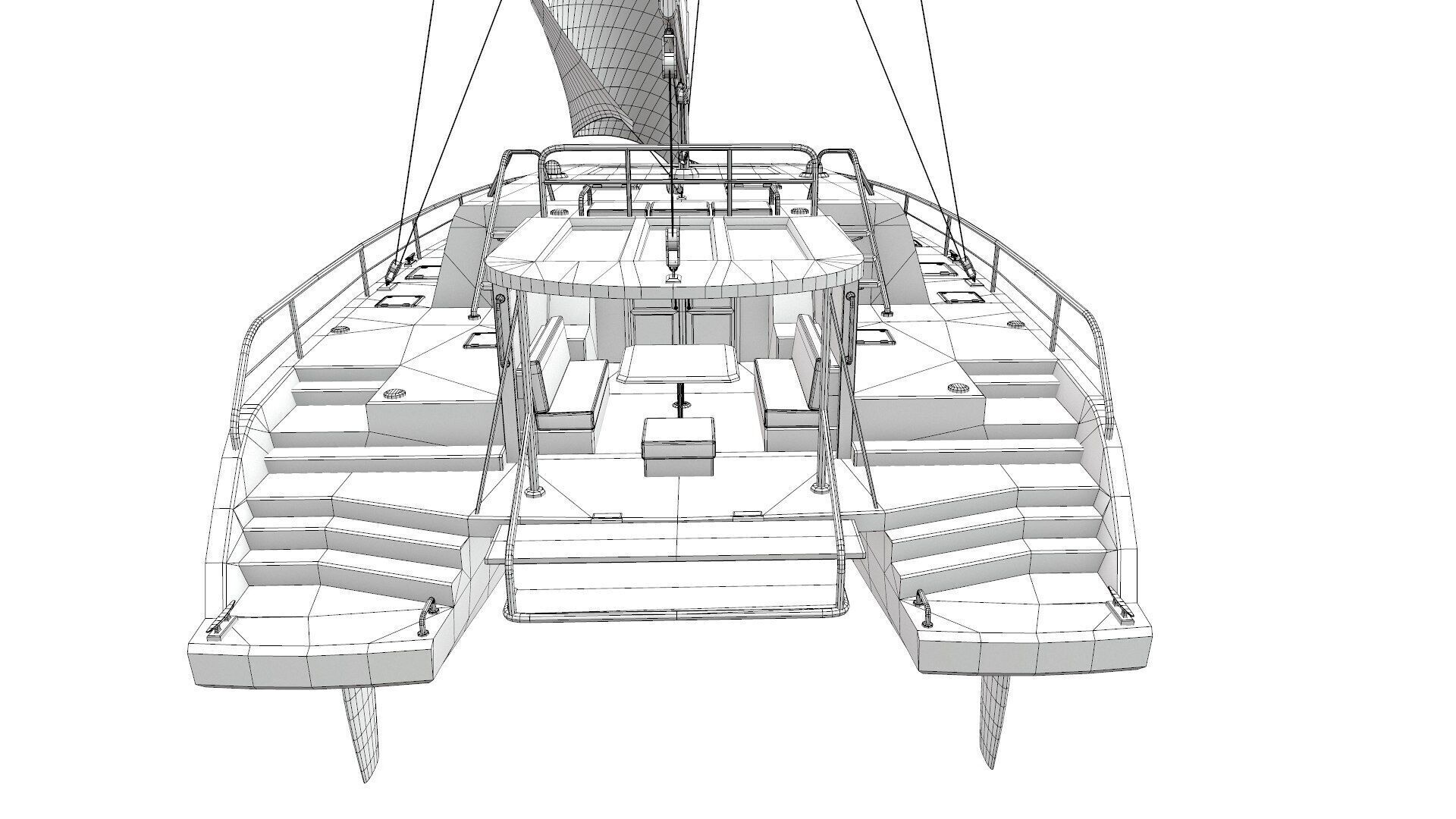 Catamaran Low-Poly PBR Low-poly 3D model_31