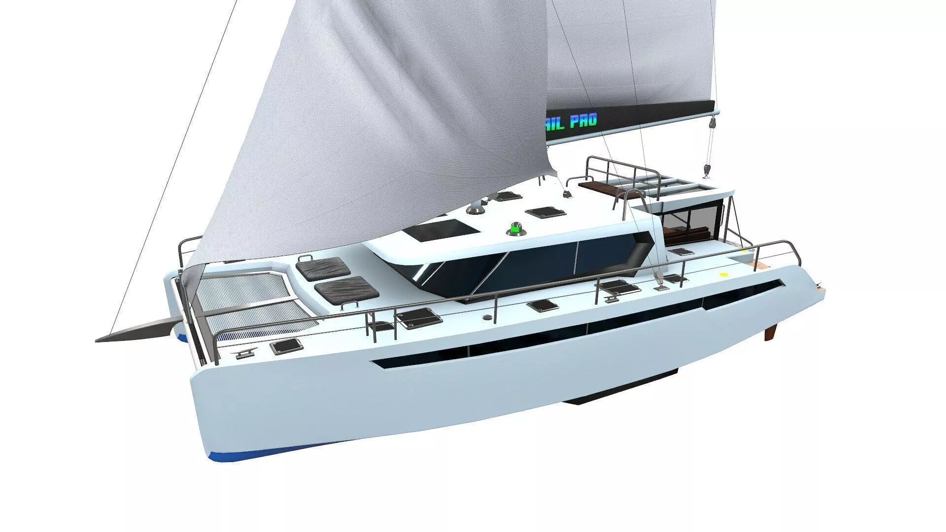 Catamaran Low-Poly PBR Low-poly 3D model_0
