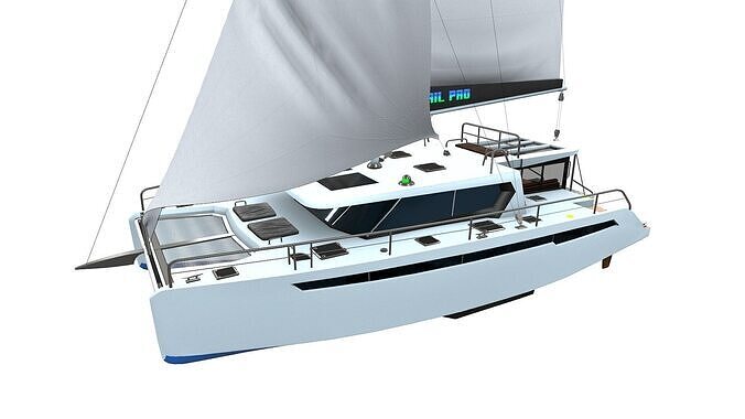 Catamaran Low-Poly PBR Low-poly 3D model