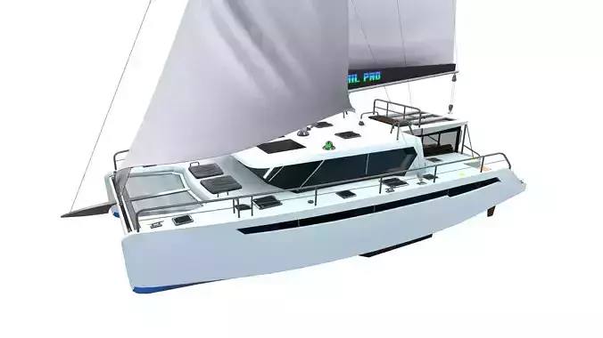 Catamaran Low-Poly PBR Low-poly 3D model