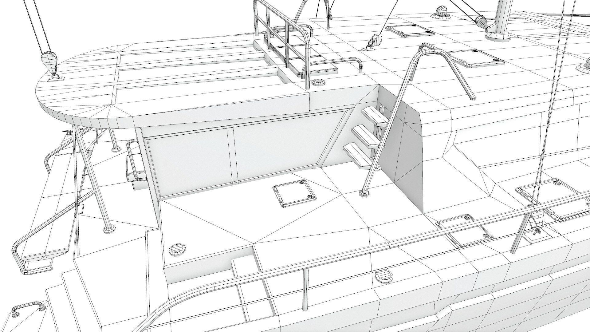 Catamaran Low-Poly PBR Low-poly 3D model_34