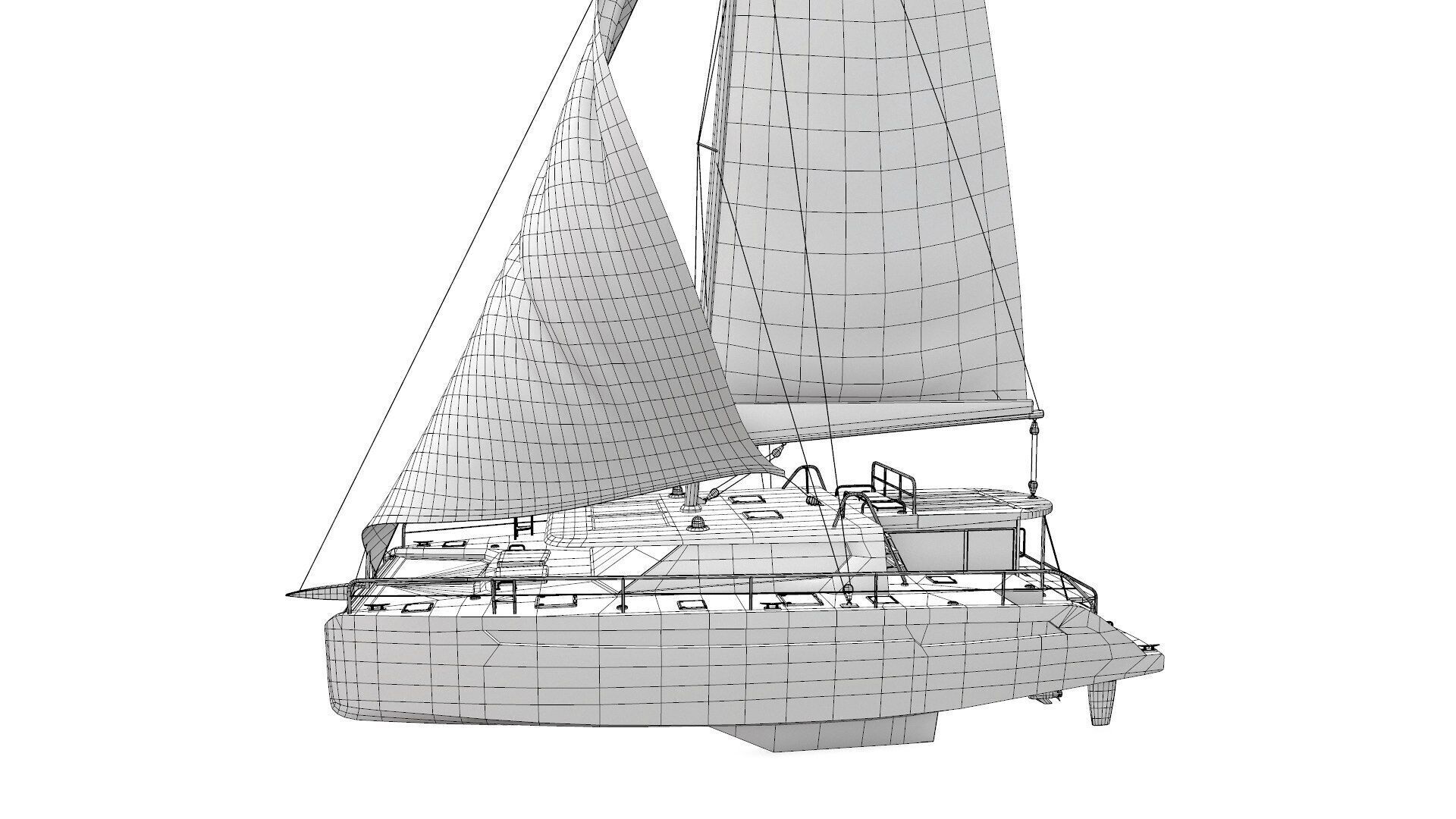 Catamaran Low-Poly PBR Low-poly 3D model_30
