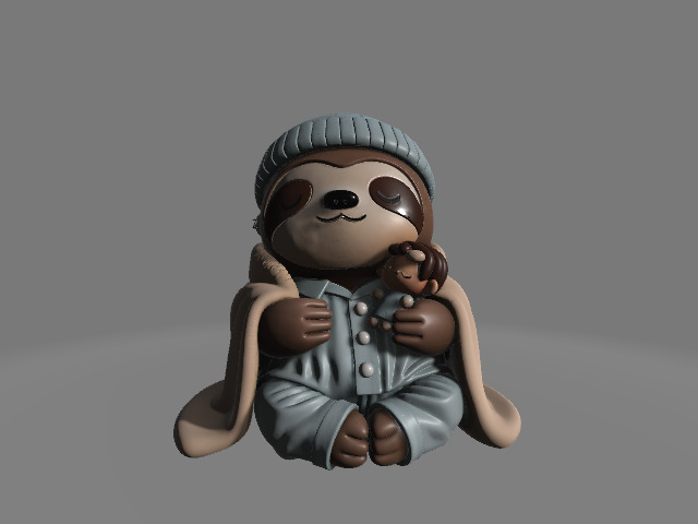 Sleepy Sloth with Sleep Hat Hugging Human Toy 3D print model_2
