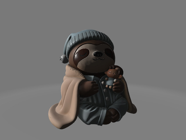 Sleepy Sloth with Sleep Hat Hugging Human Toy 3D print model_1