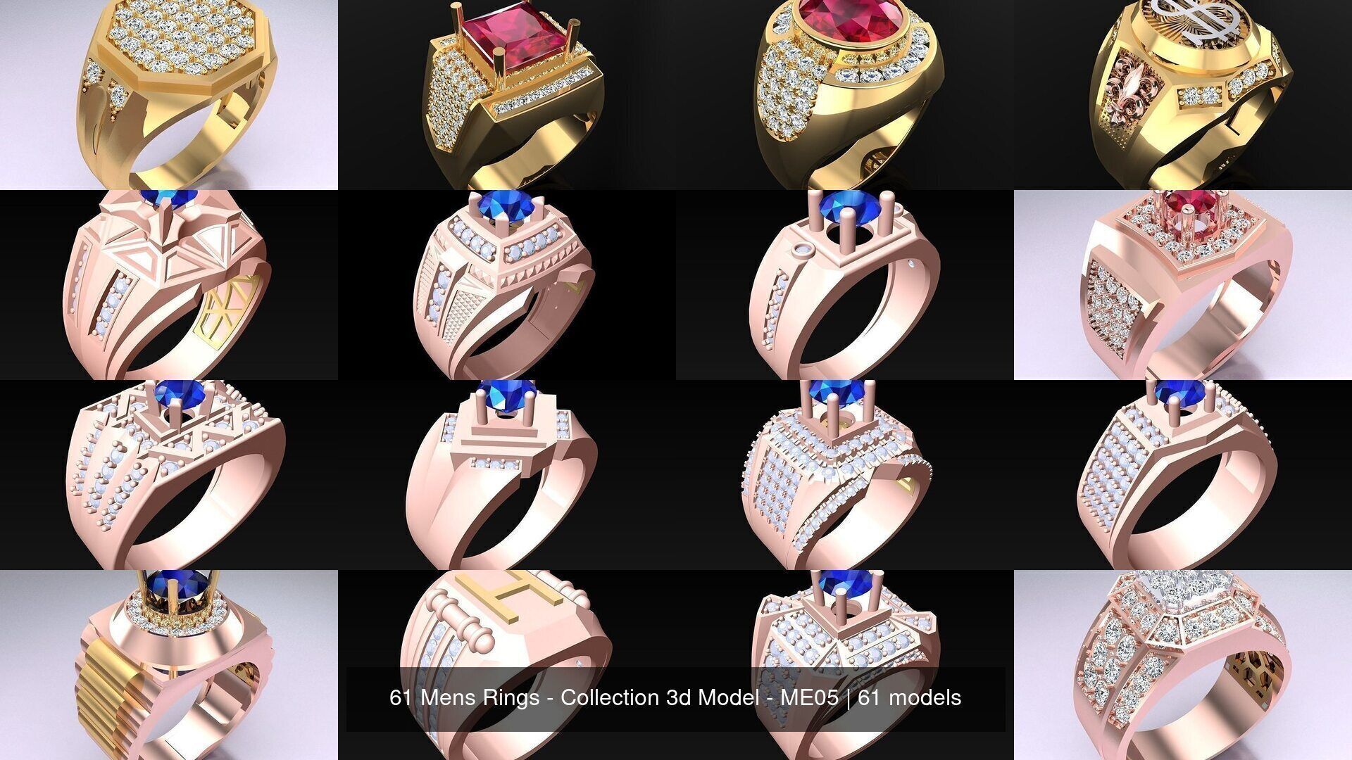 61 Mens Rings - Collection 3d Model - ME05 _2