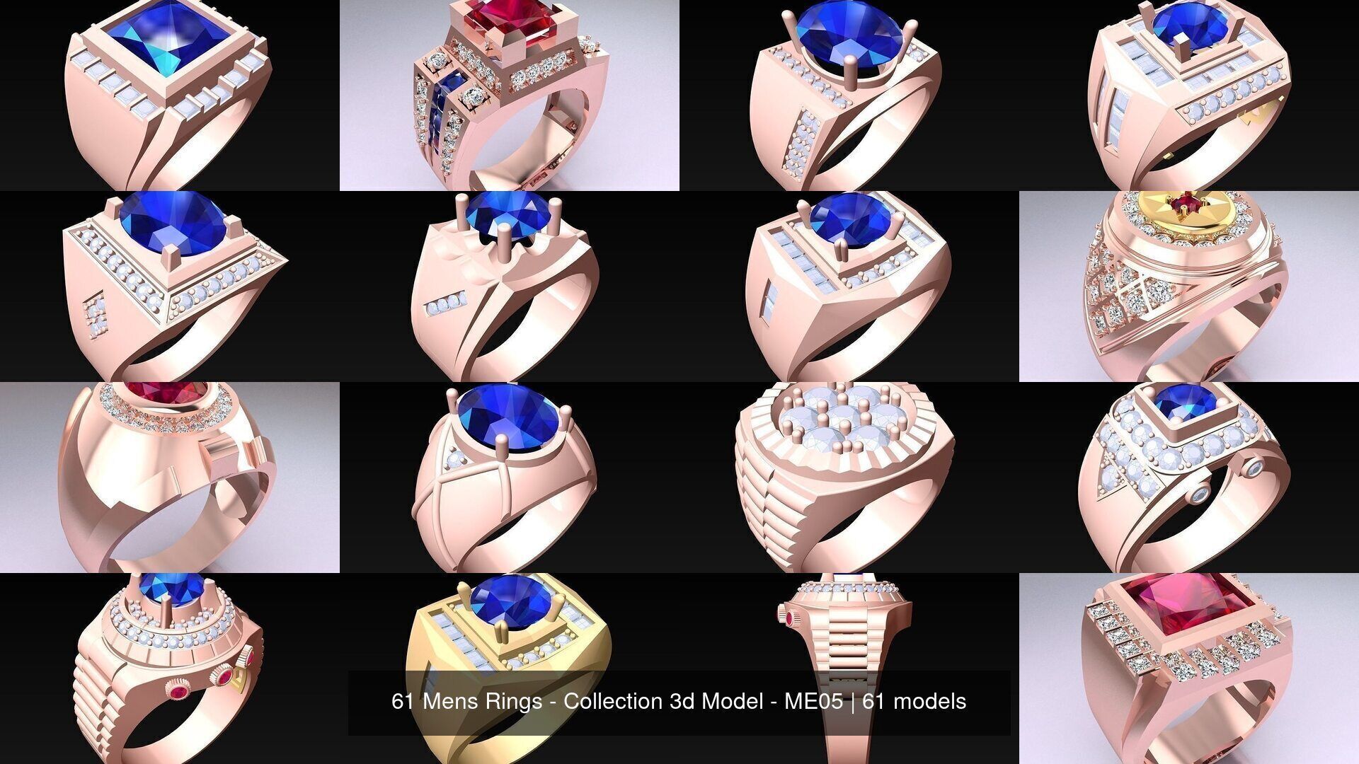 61 Mens Rings - Collection 3d Model - ME05 _6