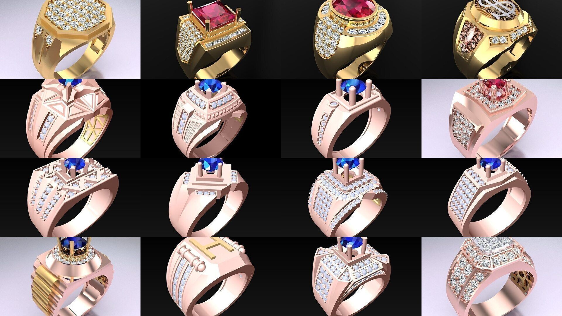 61 Mens Rings - Collection 3d Model - ME05 _1