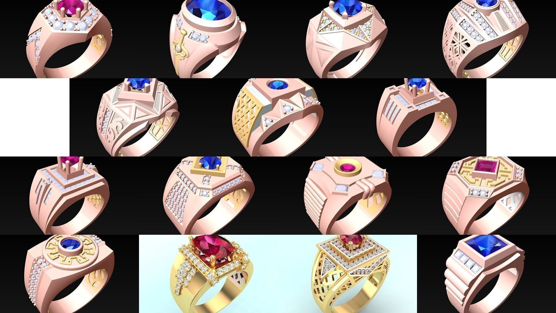 61 Mens Rings - Collection 3d Model - ME05 _3