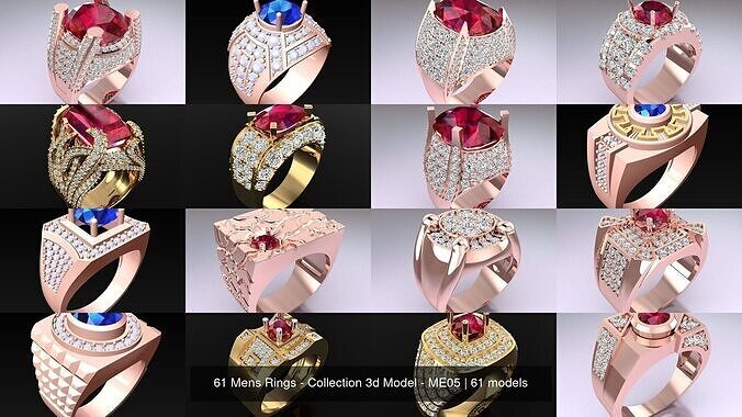 61 Mens Rings - Collection 3d Model - ME05 