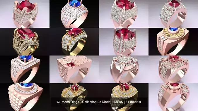 61 Mens Rings - Collection 3d Model - ME05 