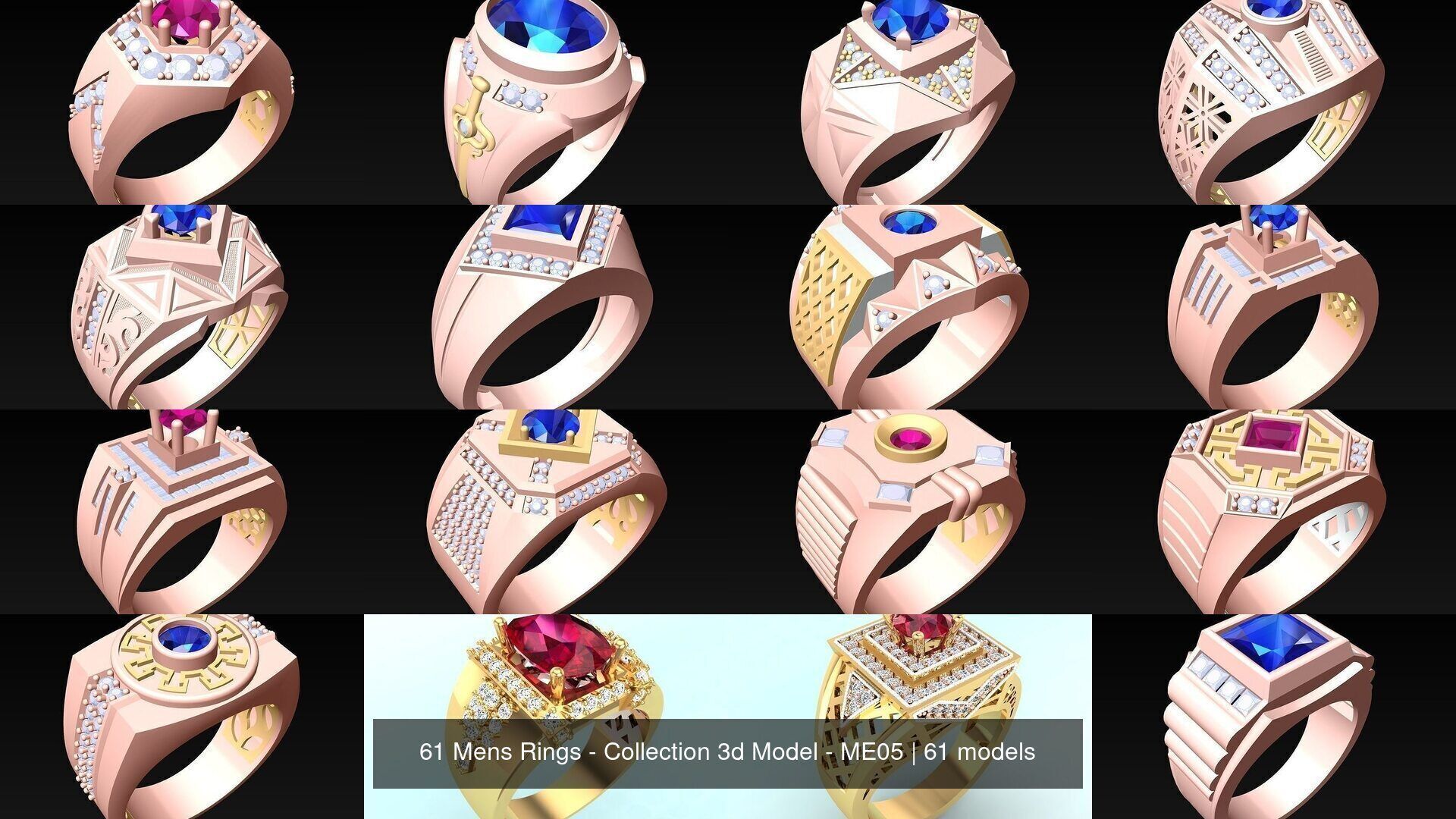 61 Mens Rings - Collection 3d Model - ME05 _4