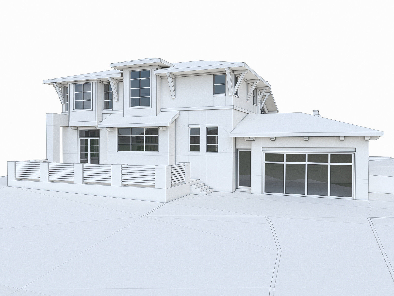 Modern Cottage Houses-13 Pack Low-poly 3D model_39