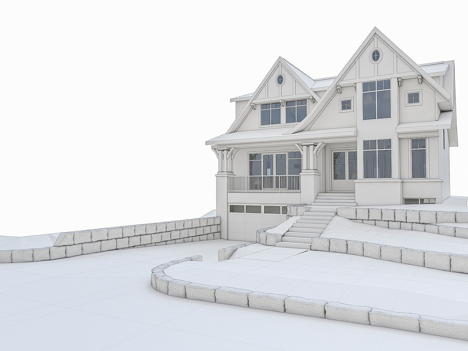 Modern Cottage Houses-13 Pack Low-poly 3D model_37