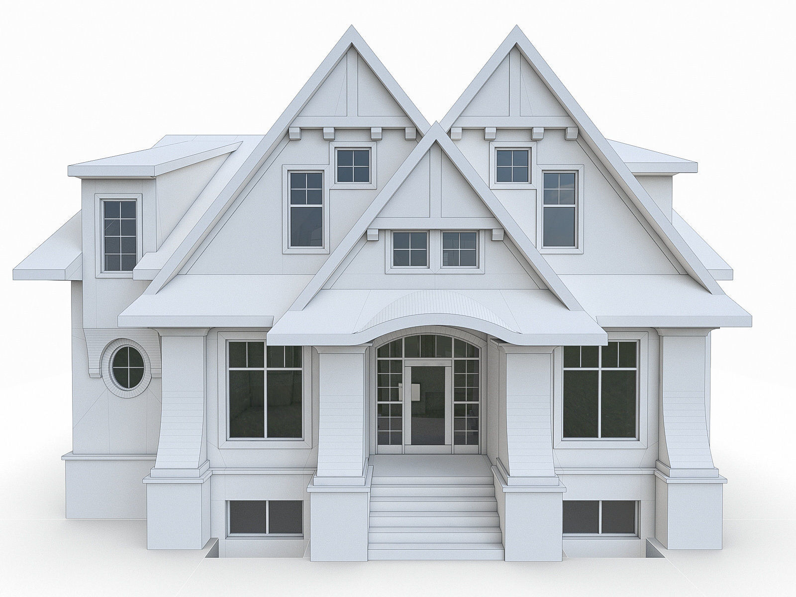 Modern Cottage Houses-13 Pack Low-poly 3D model_10