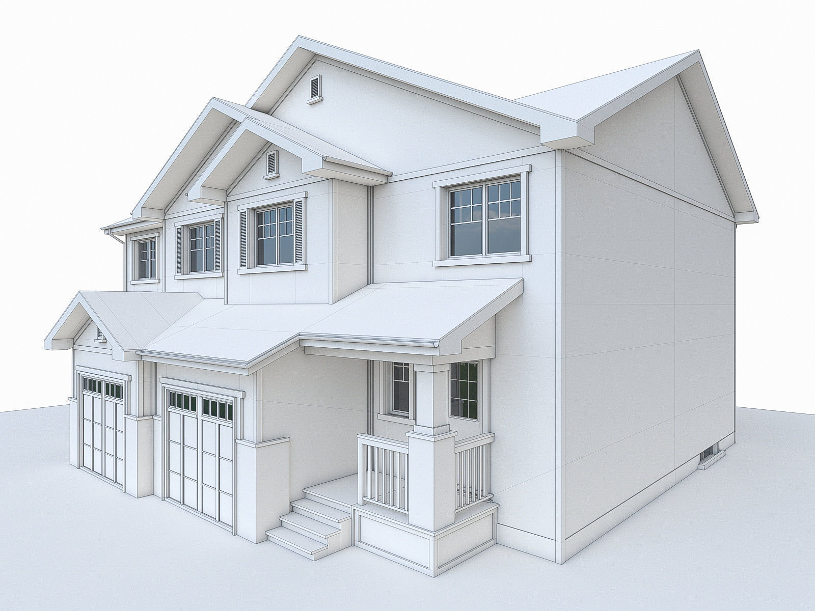 Modern Cottage Houses-13 Pack Low-poly 3D model_26