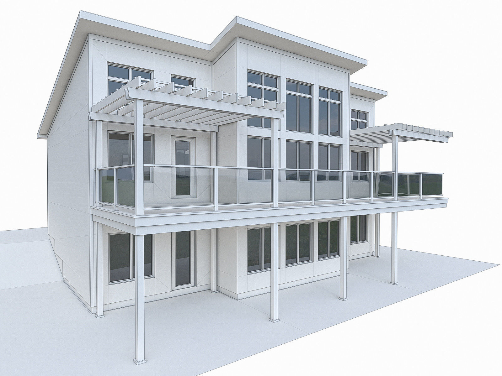 Modern Cottage Houses-13 Pack Low-poly 3D model_64