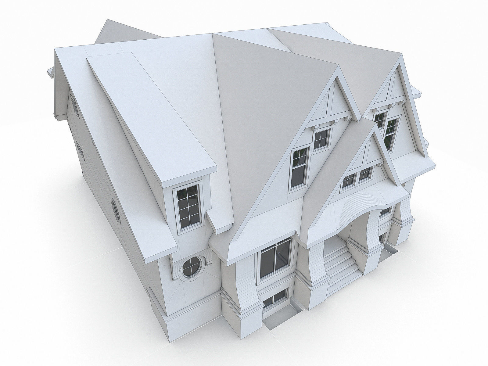 Modern Cottage Houses-13 Pack Low-poly 3D model_16