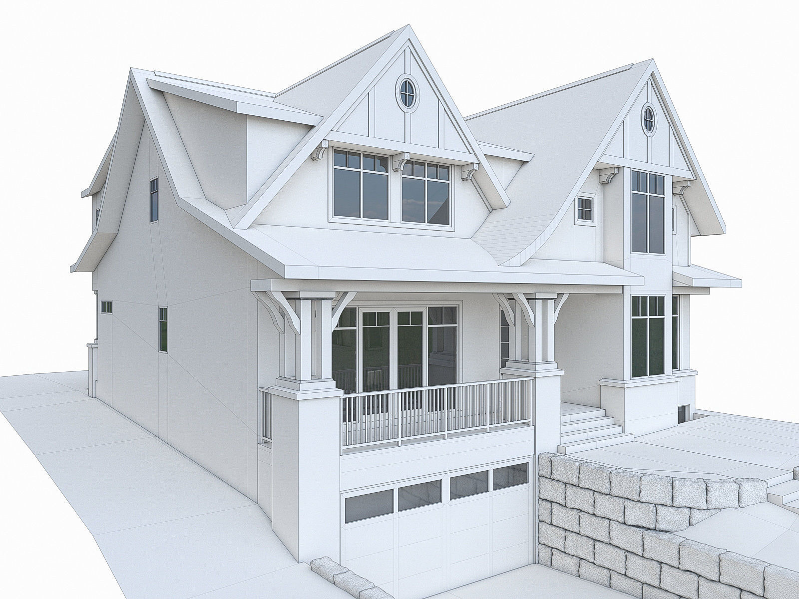 Modern Cottage Houses-13 Pack Low-poly 3D model_31