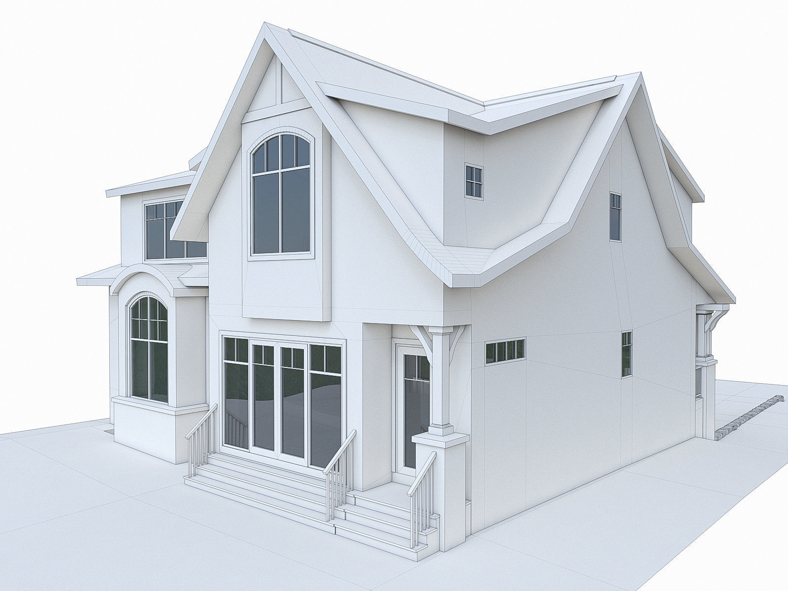 Modern Cottage Houses-13 Pack Low-poly 3D model_30