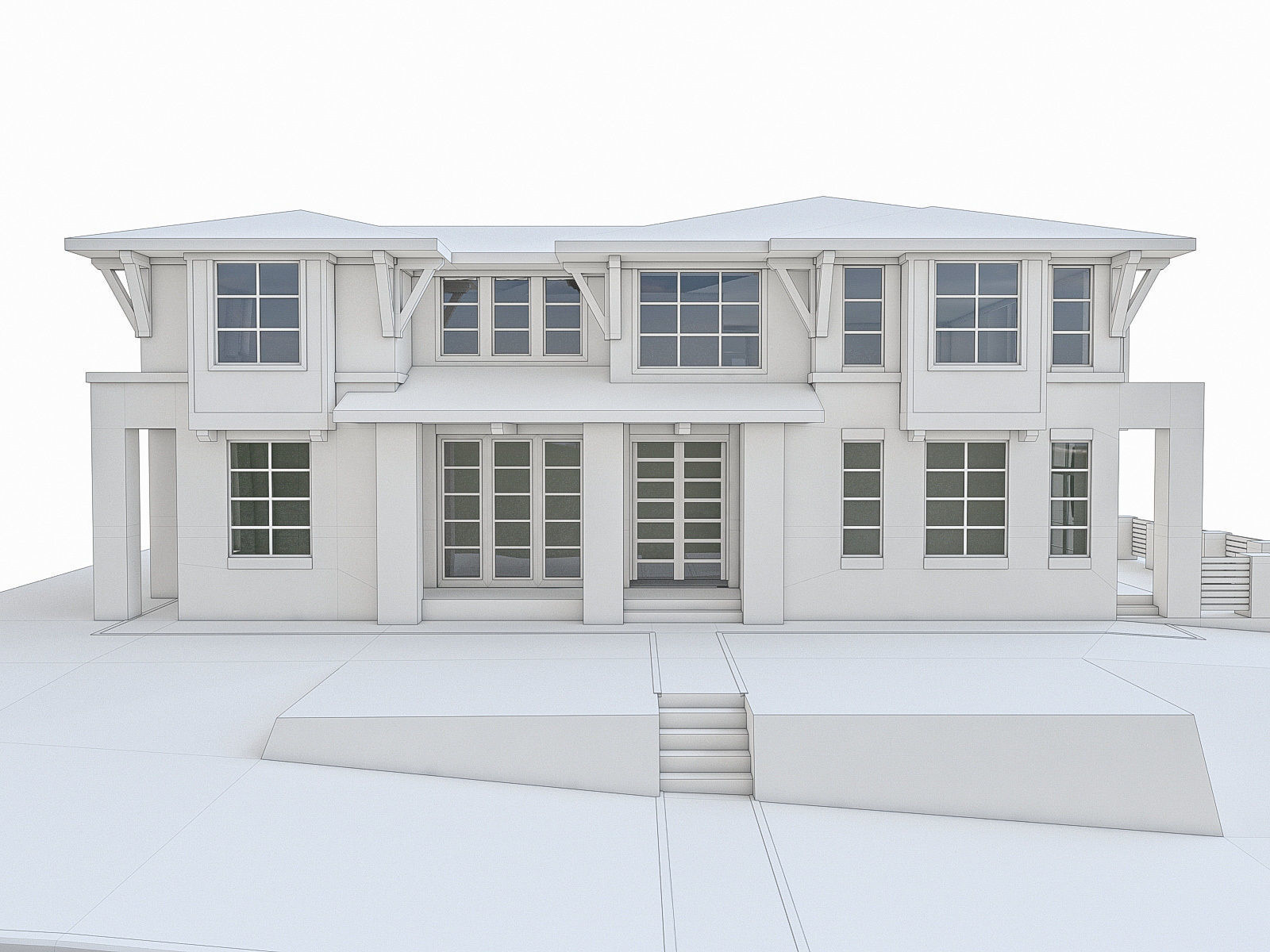 Modern Cottage Houses-13 Pack Low-poly 3D model_38