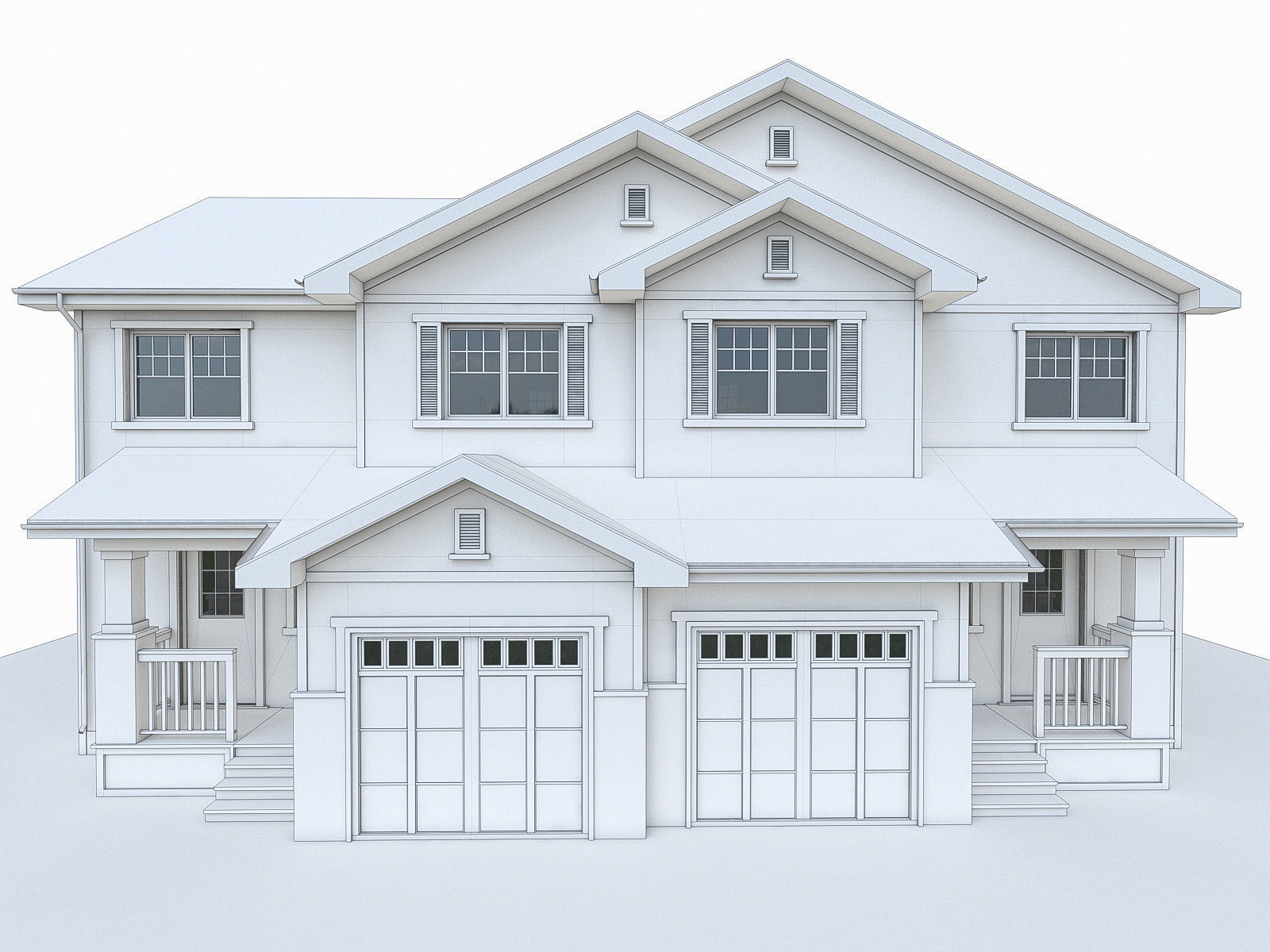 Modern Cottage Houses-13 Pack Low-poly 3D model_21