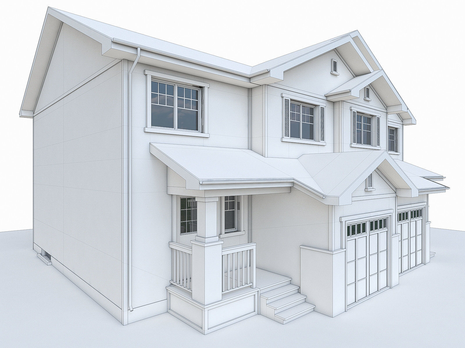 Modern Cottage Houses-13 Pack Low-poly 3D model_23
