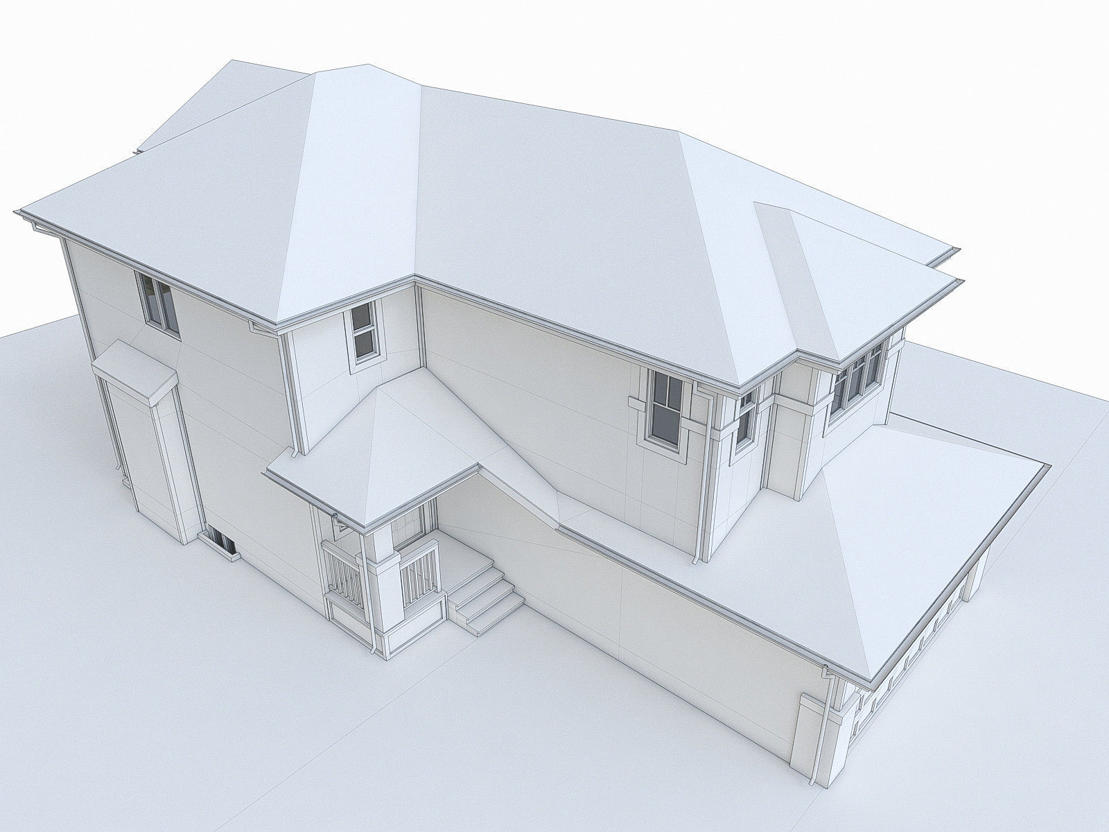 Modern Cottage Houses-13 Pack Low-poly 3D model_29