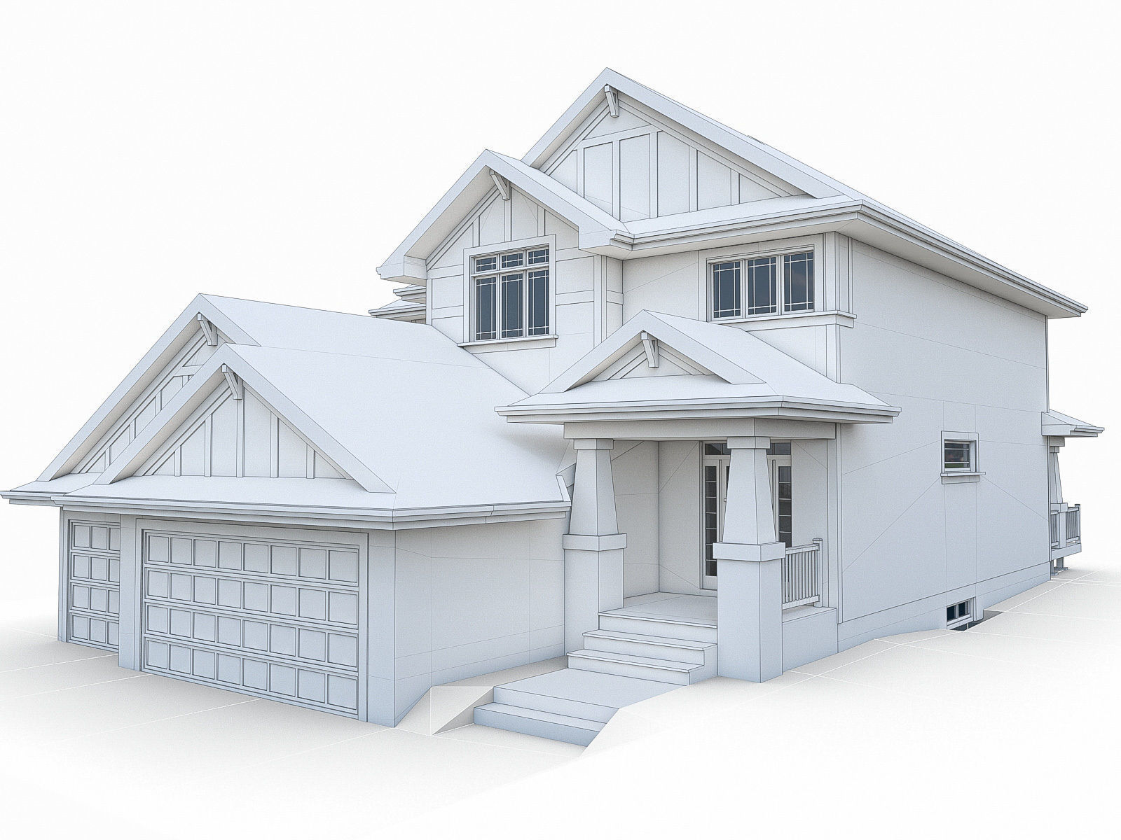 Modern Cottage Houses-13 Pack Low-poly 3D model_56