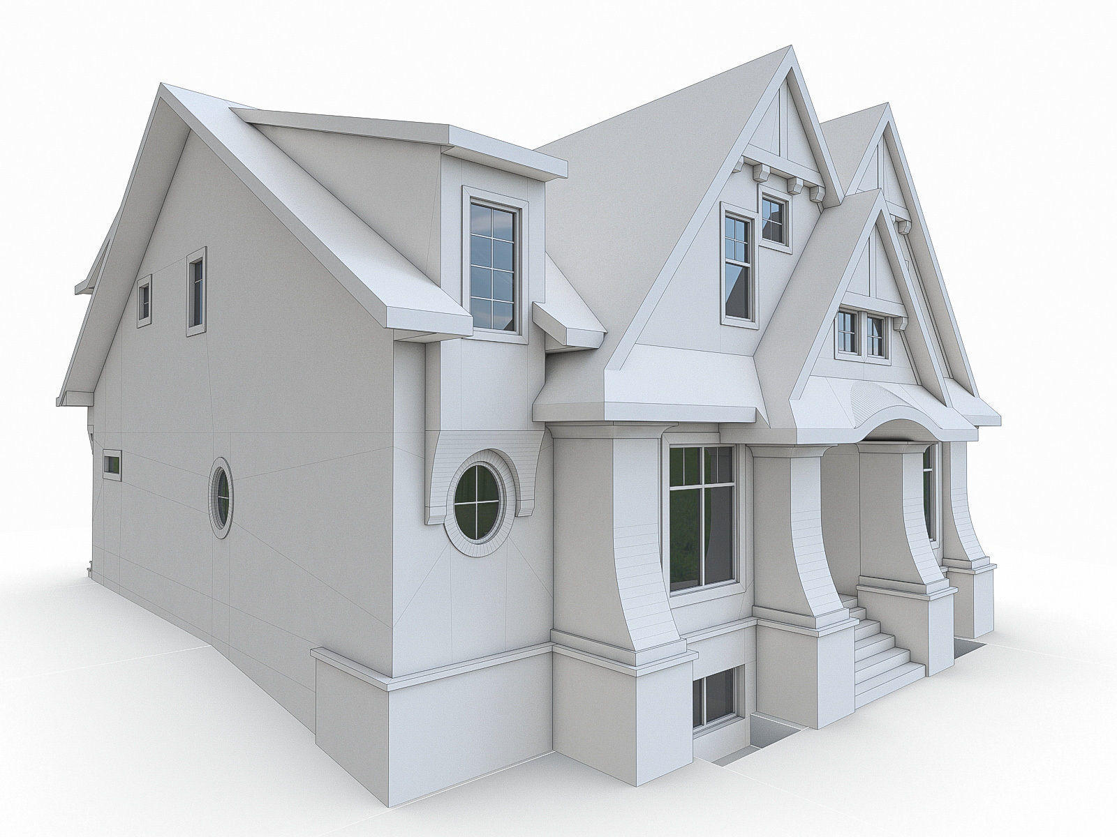 Modern Cottage Houses-13 Pack Low-poly 3D model_12
